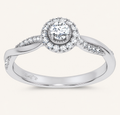0.33CT Round Cut Certified Lab Grown Diamond Halo Side Stone Ring