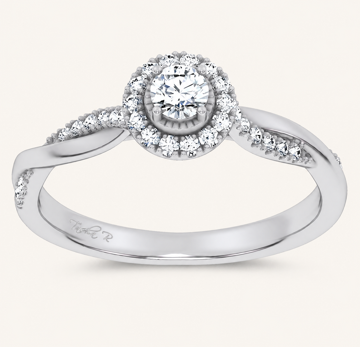 0.33CT Round Cut Certified Lab Grown Diamond Halo Side Stone Ring