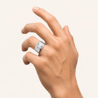 3CT Emerald Cut Lab Grown Diamond Solitaire East West Men's Ring