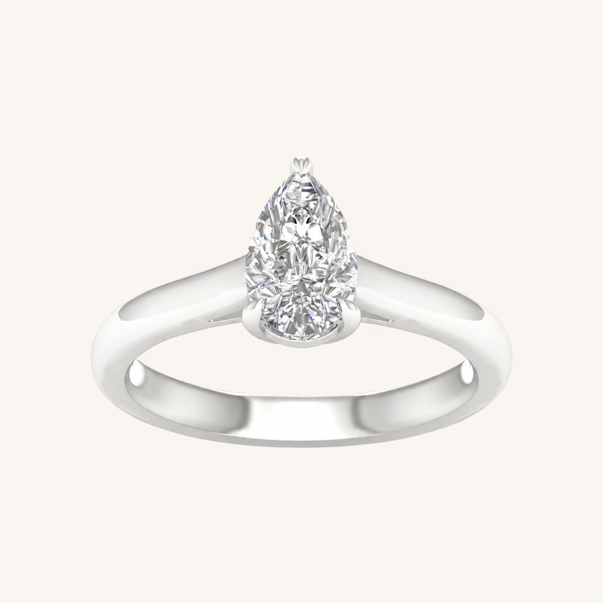 1.00CT Pear Cut Lab Grown Diamond Solitaire Ring