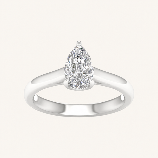 1.00CT Pear Cut Lab Grown Diamond Solitaire Ring