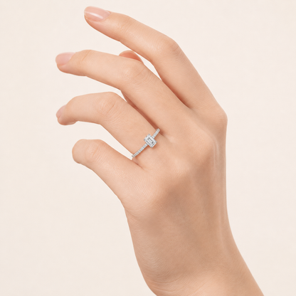 1.25CT Emerald Cut Lab Grown Diamond Side Stone Ring