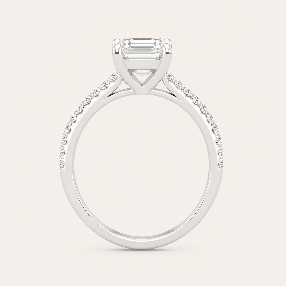 1.25CT Emerald Cut Lab Grown Diamond Side Stone Ring
