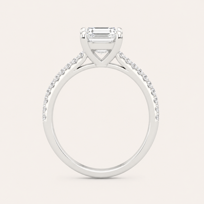 1.25CT Emerald Cut Lab Grown Diamond Side Stone Ring
