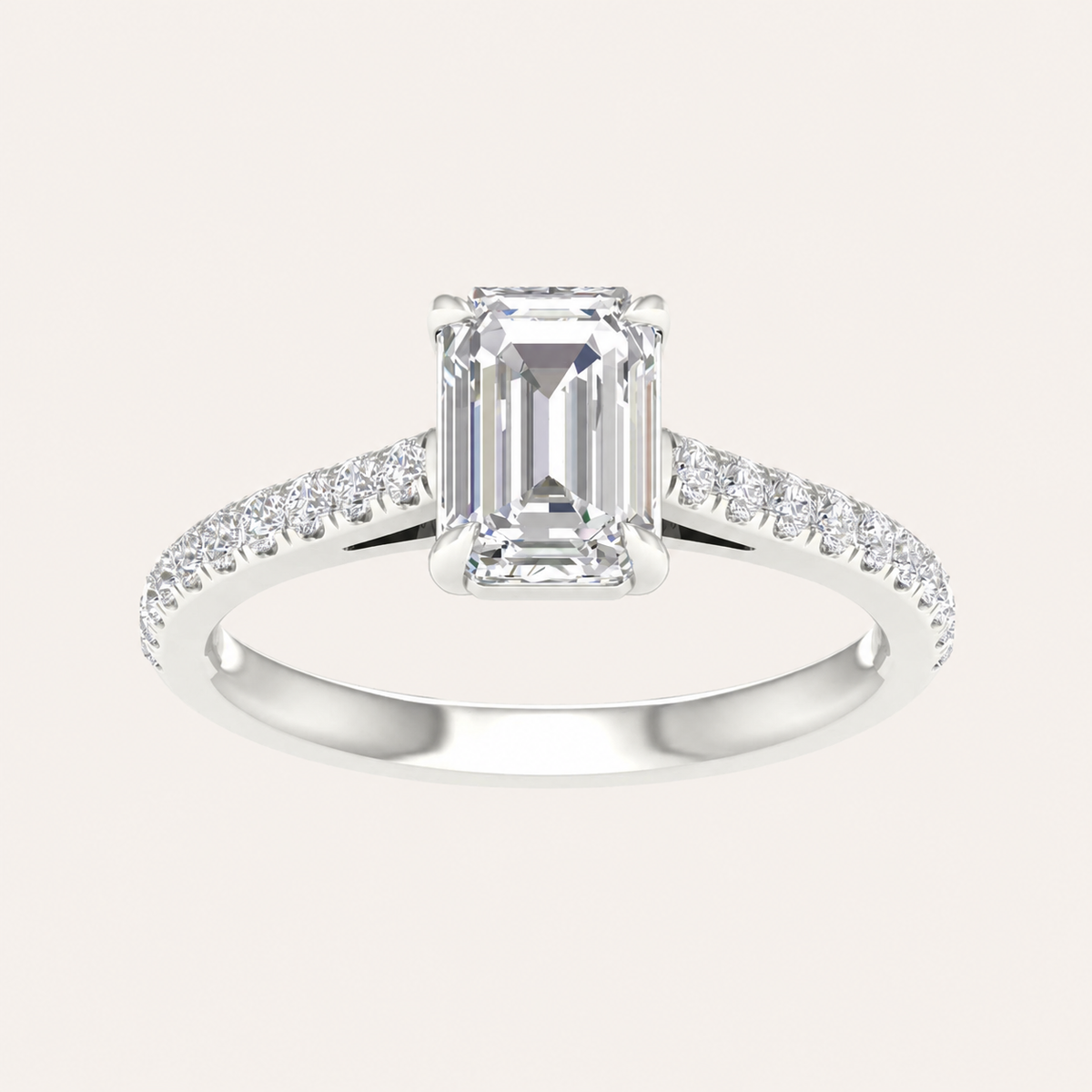 1.25CT Emerald Cut Lab Grown Diamond Side Stone Ring