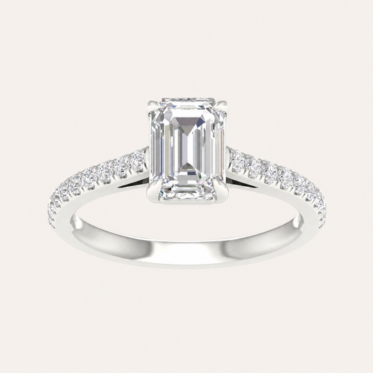 1.25CT Emerald Cut Lab Grown Diamond Side Stone Ring