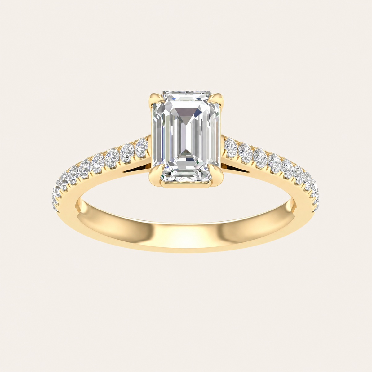 1.25CT Emerald Cut Lab Grown Diamond Side Stone Ring