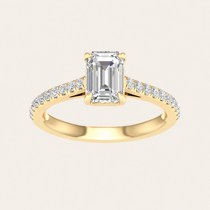 1.25CT Emerald Cut Lab Grown Diamond Side Stone Ring