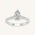 1.25CT Pear Cut Lab Grown Diamond Side Stone Ring