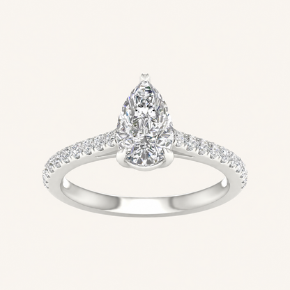 1.25CT Pear Cut Lab Grown Diamond Side Stone Ring