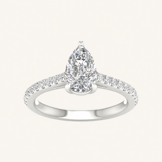 1.25CT Pear Cut Lab Grown Diamond Side Stone Ring
