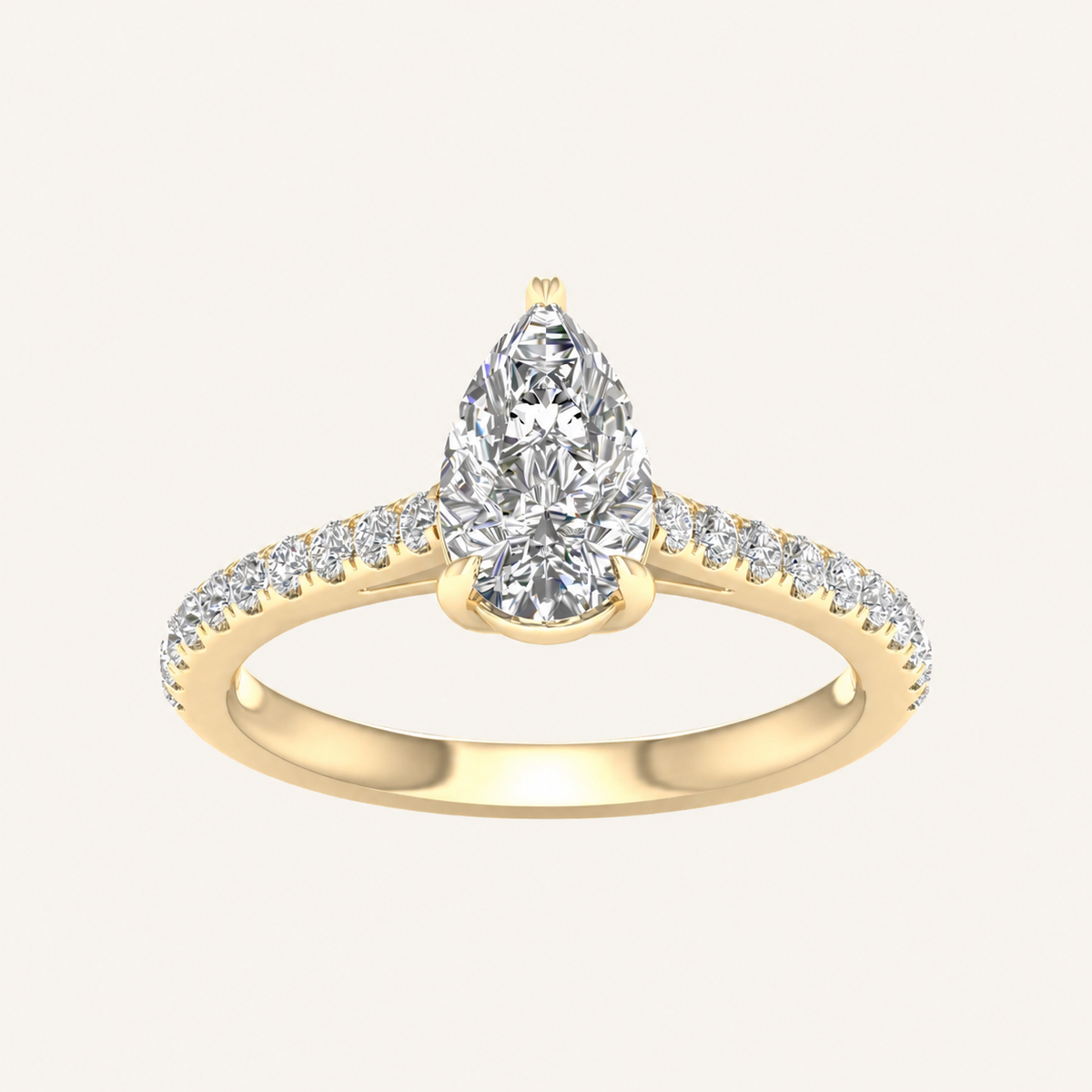 1.25CT Pear Cut Lab Grown Diamond Side Stone Ring