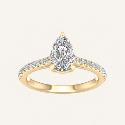 1.25CT Pear Cut Lab Grown Diamond Side Stone Ring
