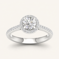 1.25CT Round Cut Lab Grown Diamond Halo Side Stone Ring