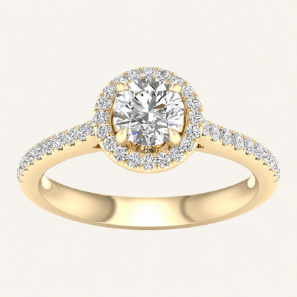 1.25CT Round Cut Lab Grown Diamond Halo Side Stone Ring