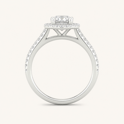 1.25CT Round Cut Lab Grown Diamond Halo Side Stone Ring