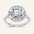 3.63CT Round Cut Certified Lab Grown Diamond Halo Side Stone Ring