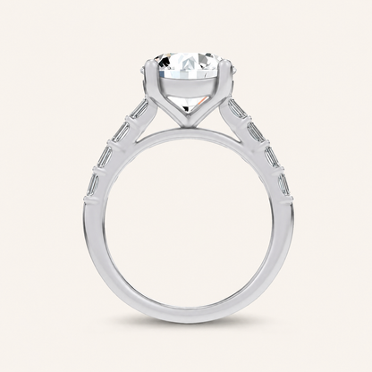 3.64CT Round Cut Certified Lab Grown Diamond Side Stone Ring