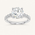 3.64CT Round Cut Certified Lab Grown Diamond Side Stone Ring