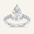 3.64CT Pear Cut Certified Lab Grown Diamond Side Stone Ring