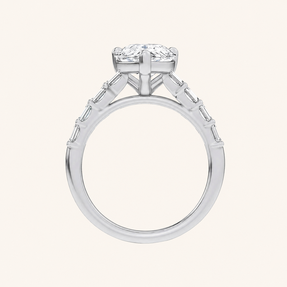 3.64CT Pear Cut Certified Lab Grown Diamond Side Stone Ring