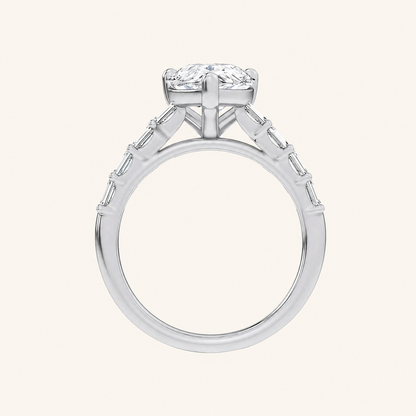 3.64CT Pear Cut Certified Lab Grown Diamond Side Stone Ring