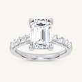 3.64CT Emerald Cut Certified Lab Grown Diamond Side Stone Ring