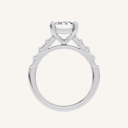 3.64CT Emerald Cut Certified Lab Grown Diamond Side Stone Ring