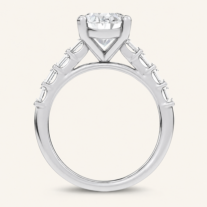 3.6CT Oval Cut Certified Lab Grown Diamond Side Stone Ring