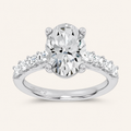 3.6CT Oval Cut Certified Lab Grown Diamond Side Stone Ring