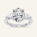 3.8CT Oval Cut Certified Lab Grown Diamond Three Stone Ring