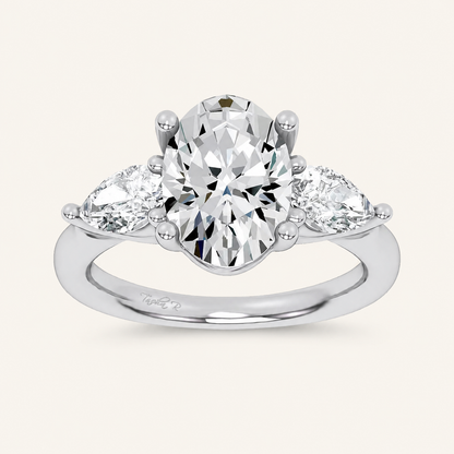 3.8CT Oval Cut Certified Lab Grown Diamond Three Stone Ring