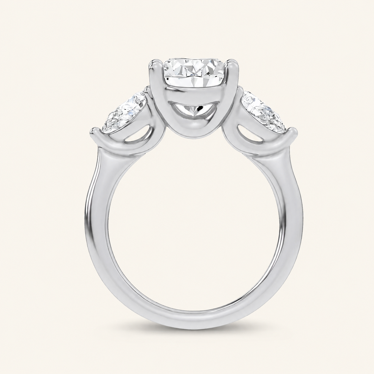 3.8CT Oval Cut Certified Lab Grown Diamond Three Stone Ring