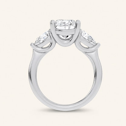 3.8CT Oval Cut Certified Lab Grown Diamond Three Stone Ring