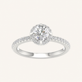 1.25CT Round Cut Lab Grown Diamond Halo Side Stone Ring