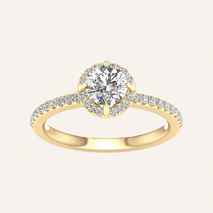 1.25CT Round Cut Lab Grown Diamond Halo Side Stone Ring