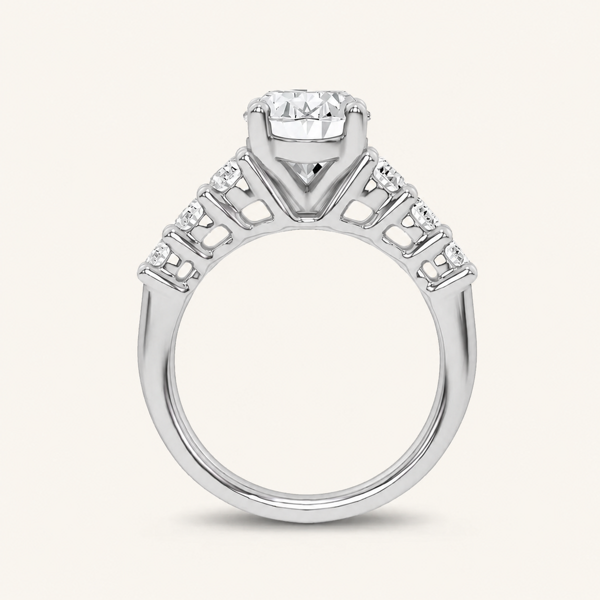 4.06CT Oval Cut Certified Lab Grown Diamond Cluster Ring