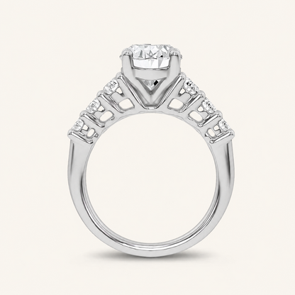 4.06CT Oval Cut Certified Lab Grown Diamond Cluster Ring