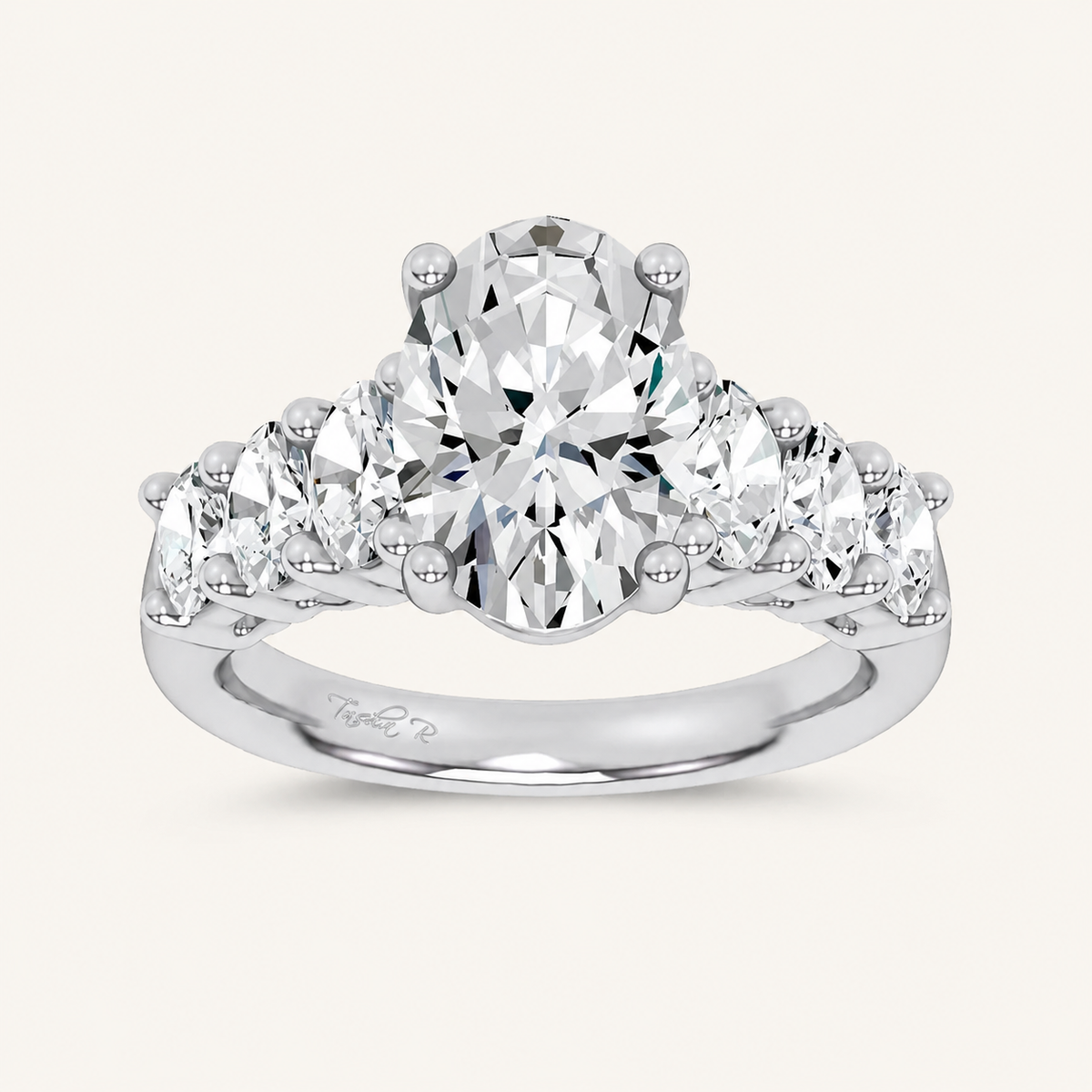 4.06CT Oval Cut Certified Lab Grown Diamond Cluster Ring