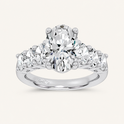 4.06CT Oval Cut Certified Lab Grown Diamond Cluster Ring