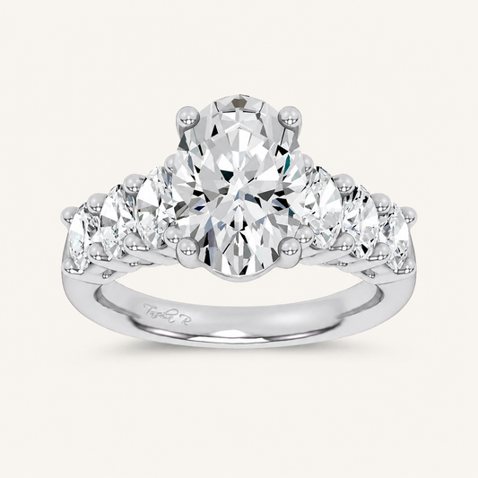 4.06CT Oval Cut Certified Lab Grown Diamond Cluster Ring