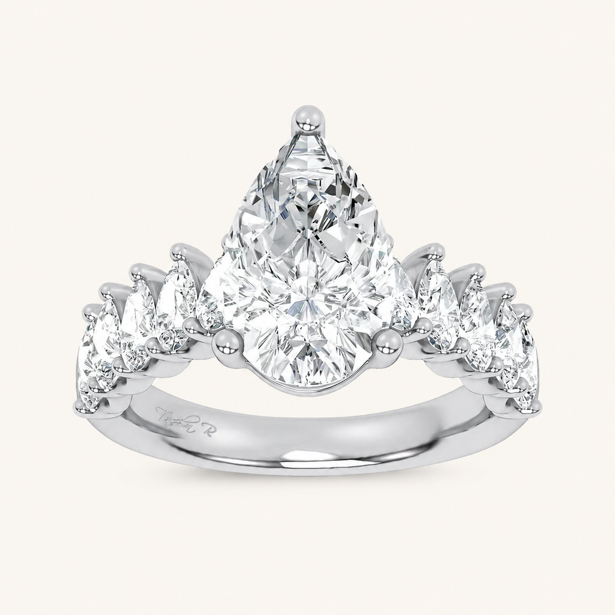 4.20CT Pear Cut Certified Lab Grown Diamond Cluster Ring
