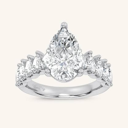 4.20CT Pear Cut Certified Lab Grown Diamond Cluster Ring