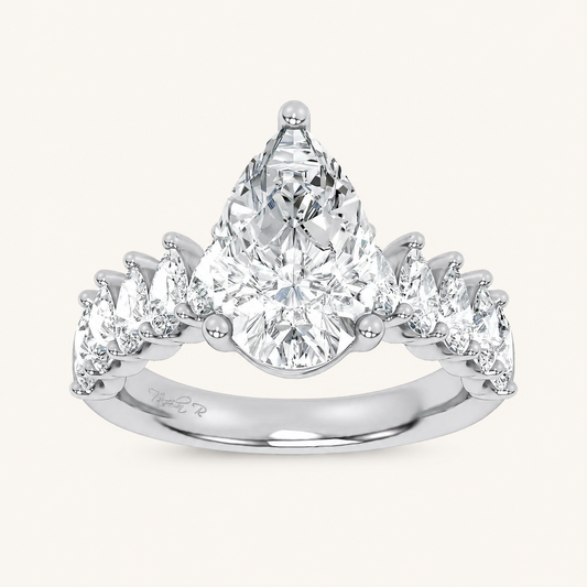 4.20CT Pear Cut Certified Lab Grown Diamond Cluster Ring
