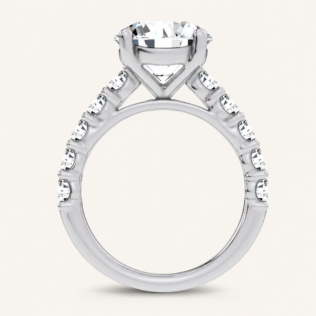 4.20CT Round Cut Certified Lab Grown Diamond Side Stone Ring