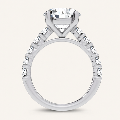 4.20CT Round Cut Certified Lab Grown Diamond Side Stone Ring