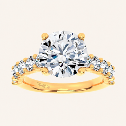 4.20CT Round Cut Certified Lab Grown Diamond Side Stone Ring