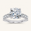 4.20CT Round Cut Certified Lab Grown Diamond Side Stone Ring