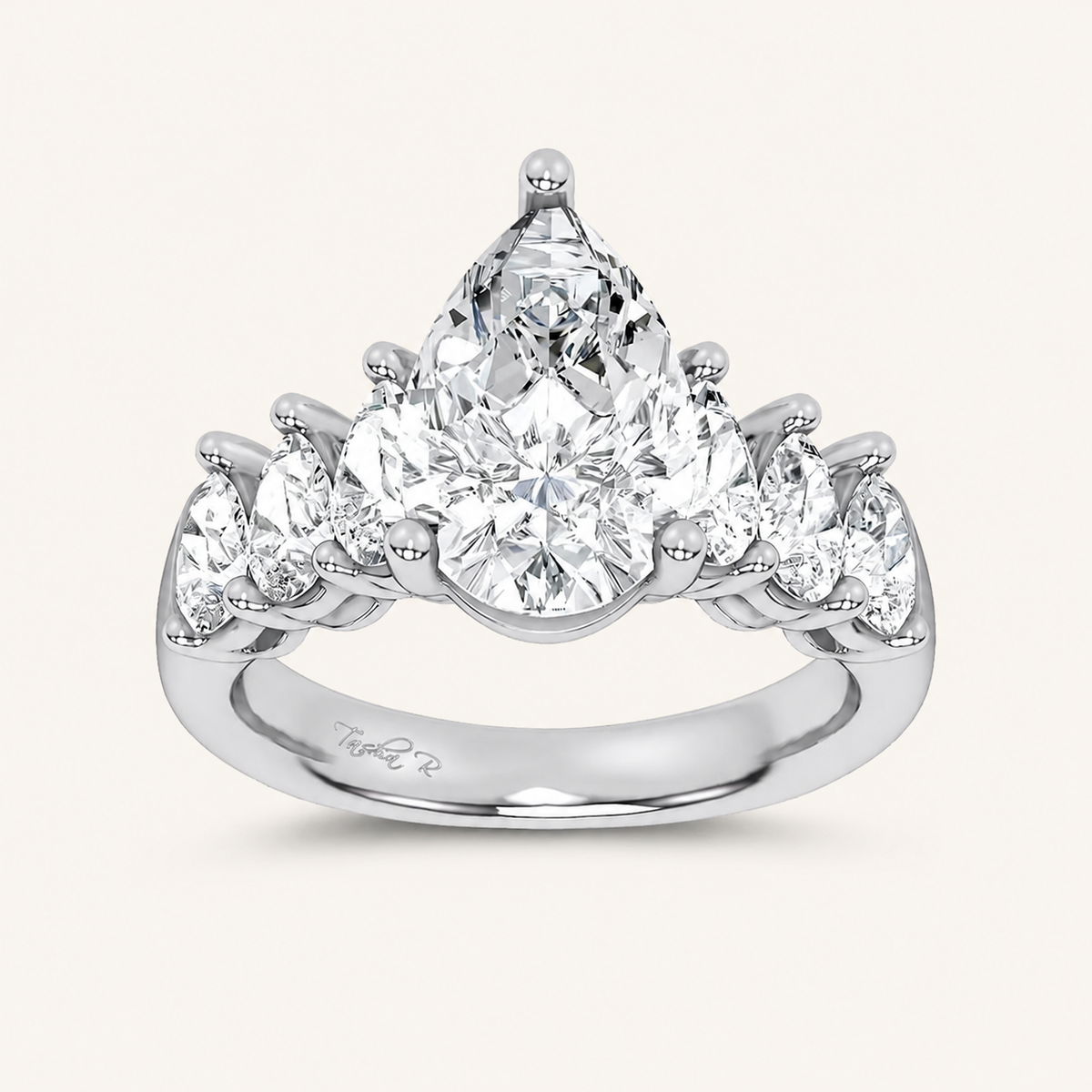 4.22CT Pear Cut Certified Lab Grown Diamond Cluster Ring