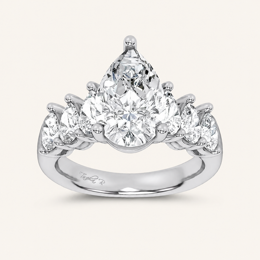 4.22CT Pear Cut Certified Lab Grown Diamond Cluster Ring